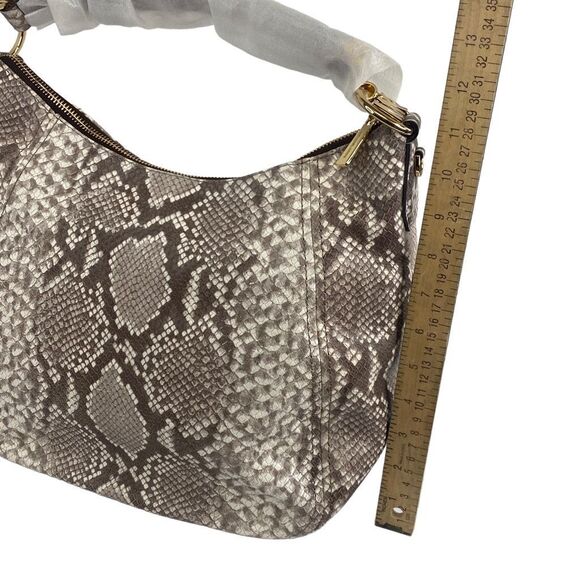 MK Michael Kors Purse Fulton Top Zip Shoulder Bag Dark Sand Embossed Leather NWT - Picture 6 of 13